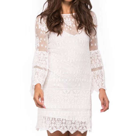 NEW JEN'S PIRATE BOOTY evoke aztec lace mini dress in sierra madre white